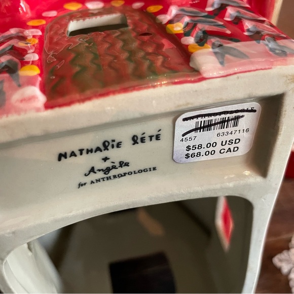 Anthropologie Nathalie Lete Holiday Village Red Christmas Ceramic House NEW - Picture 3 of 5